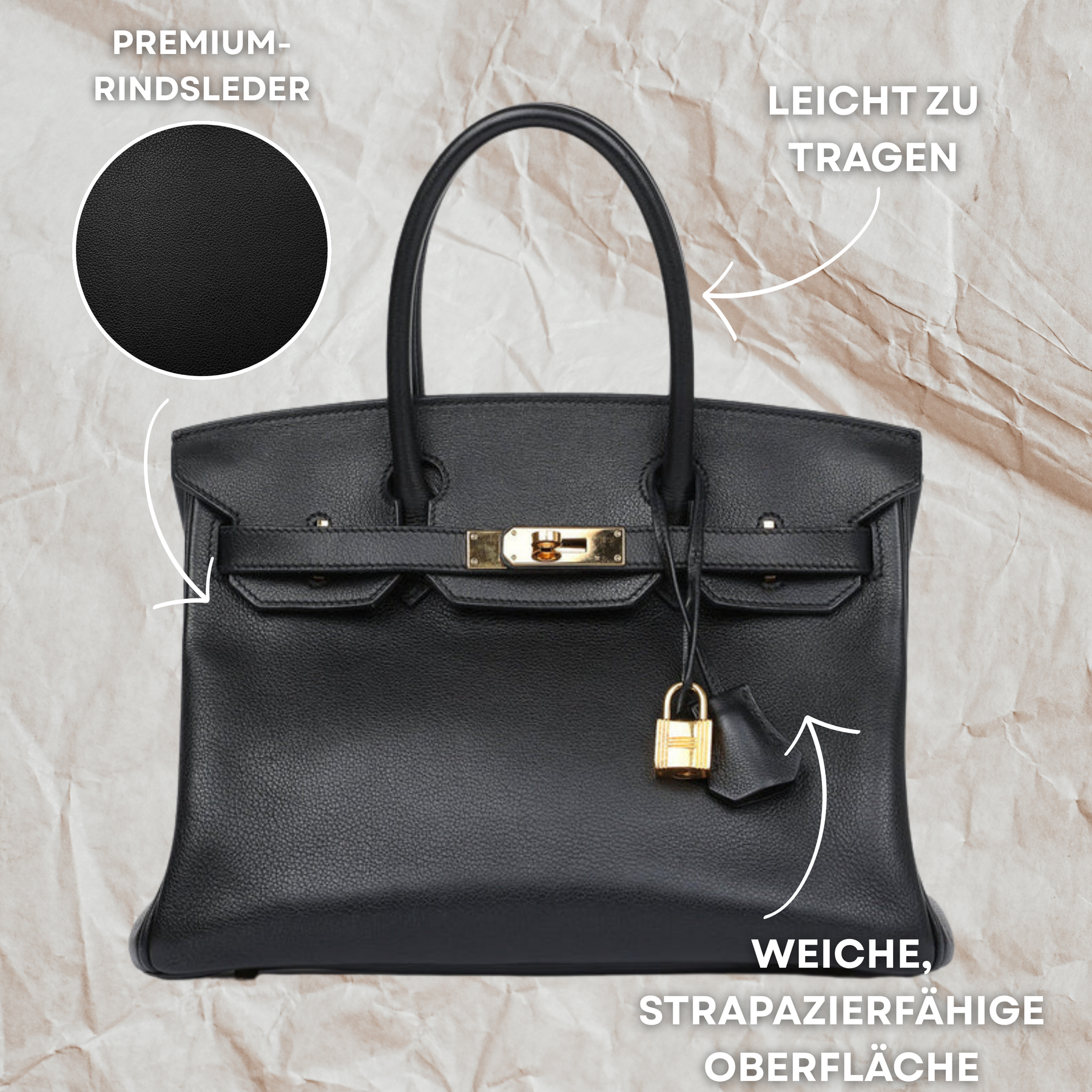 Sac à Main en Cuir de Vachette - Élégance Durable avec Poches Zippées