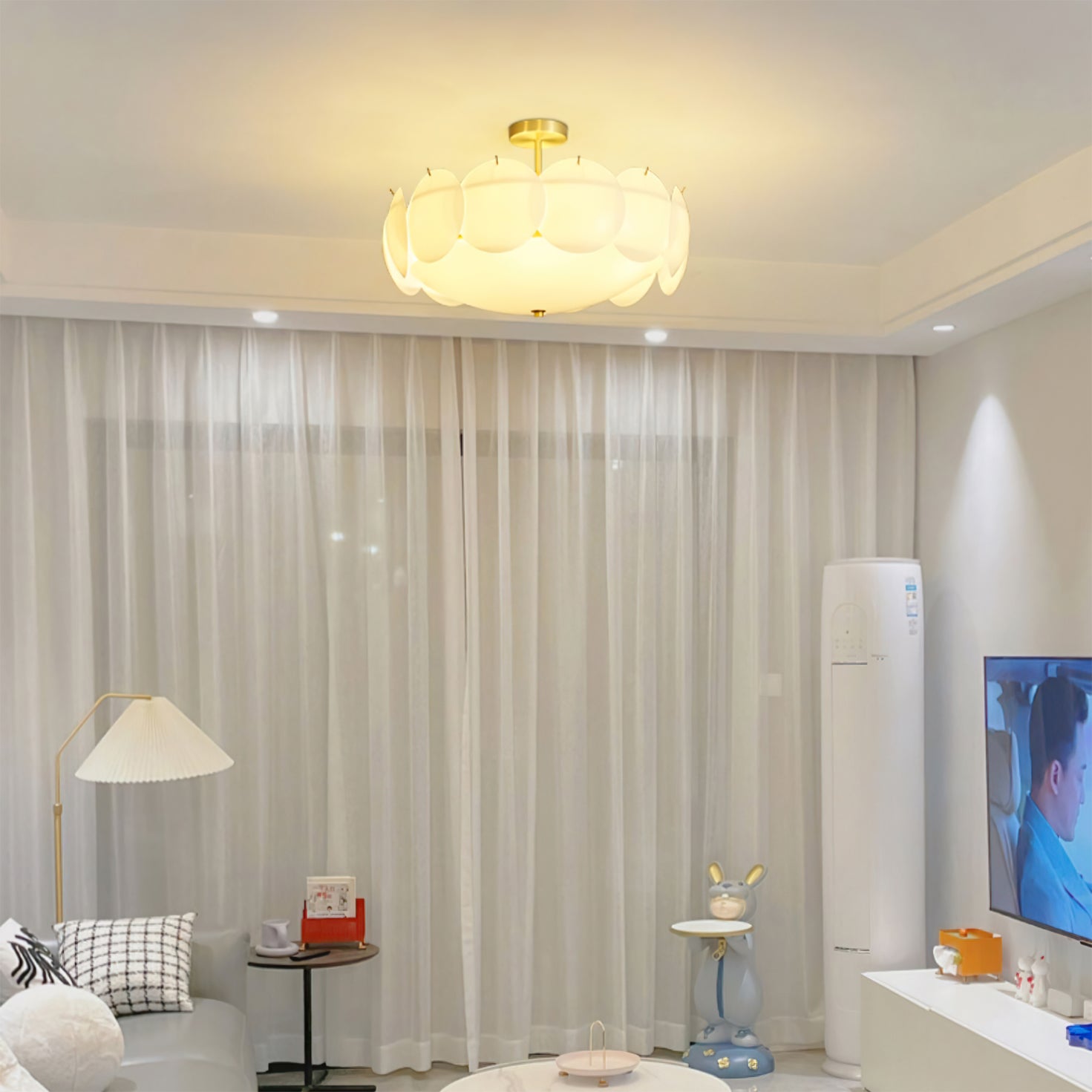 Lampe de Plafond en Cuivre et Verre - Design Élégant et Intemporel