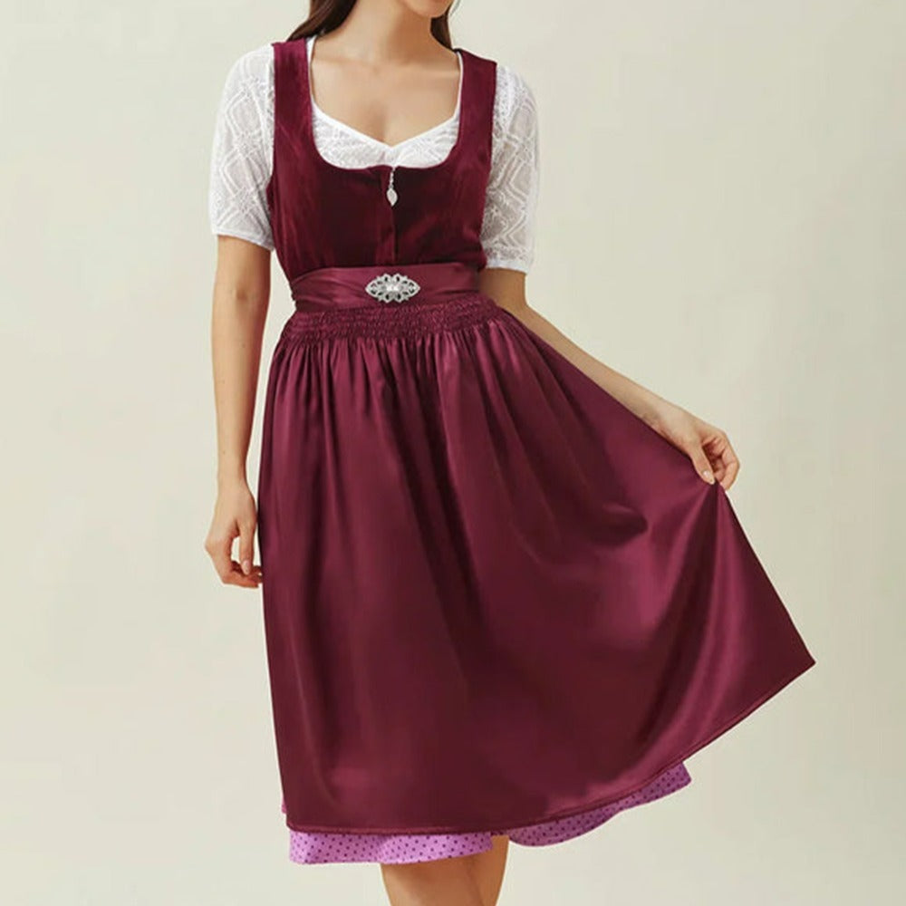 Robe Dirndl Violette avec Tablier - Élégance Traditionnelle pour Oktoberfest