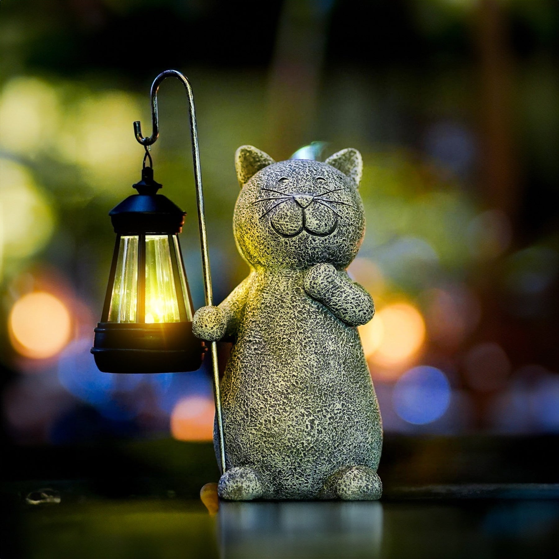 Lampe Solaire Chat Doré - Éclairez Votre Jardin avec Magie