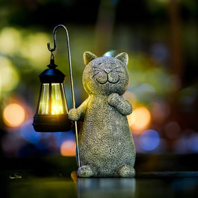 Lampe Solaire Chat Doré - Éclairez Votre Jardin avec Magie