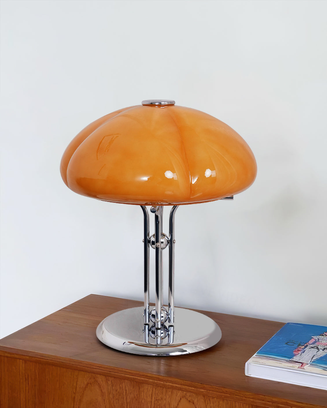 Lampe de Bureau Rétro en Verre Orange - Design Audacieux et Ambiance Chaleureuse