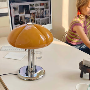 Lampe de Bureau Rétro en Verre Orange - Design Audacieux et Ambiance Chaleureuse