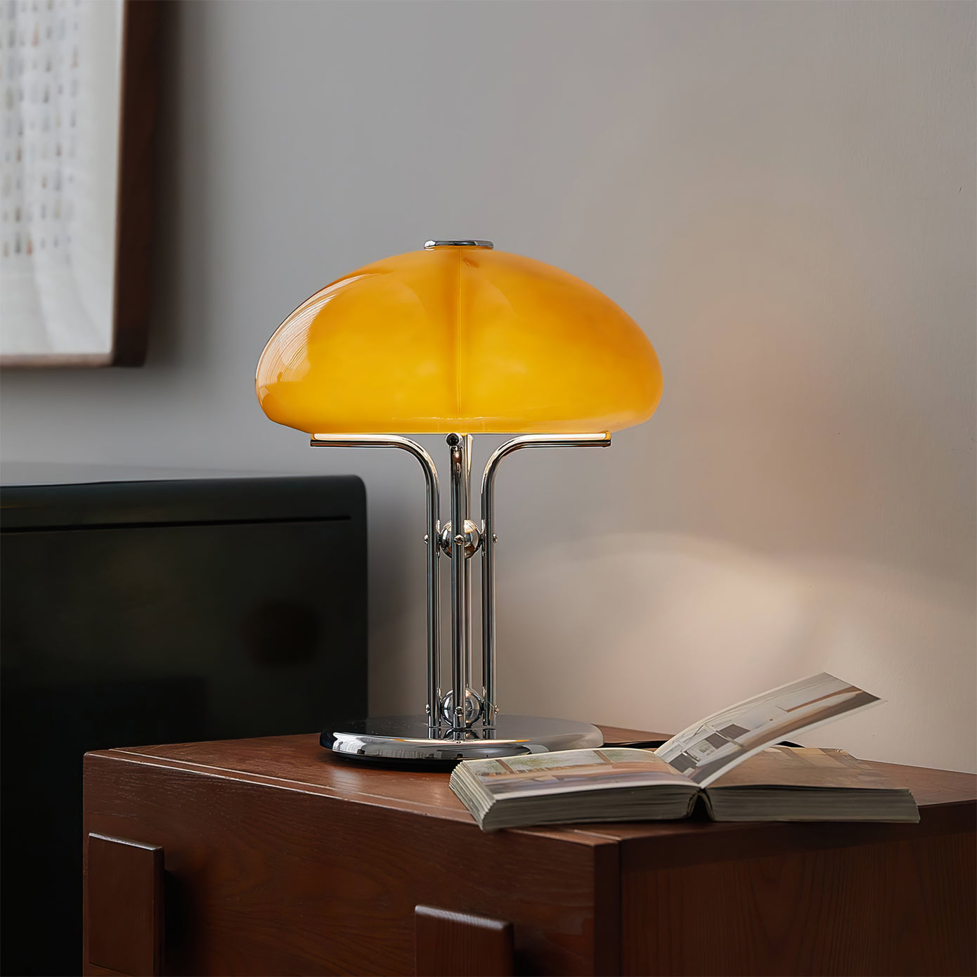 Lampe de Bureau Rétro en Verre Orange - Design Audacieux et Ambiance Chaleureuse