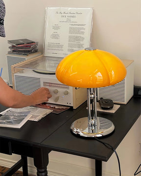 Lampe de Bureau Rétro en Verre Orange - Design Audacieux et Ambiance Chaleureuse