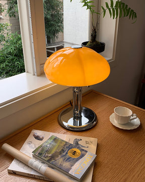 Lampe de Bureau Rétro en Verre Orange - Design Audacieux et Ambiance Chaleureuse