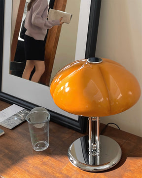 Lampe de Bureau Rétro en Verre Orange - Design Audacieux et Ambiance Chaleureuse