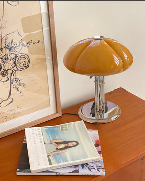 Lampe de Bureau Rétro en Verre Orange - Design Audacieux et Ambiance Chaleureuse