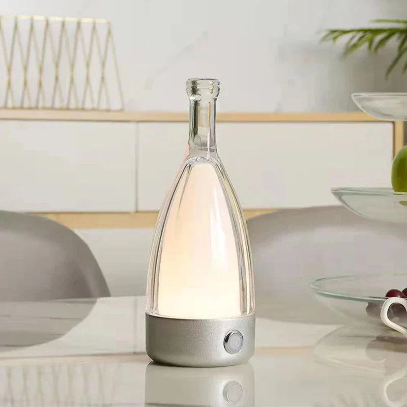 Lampe de Table en Bouteille de Vin - Éclairage Dimmable et Ambiance Chaleureuse