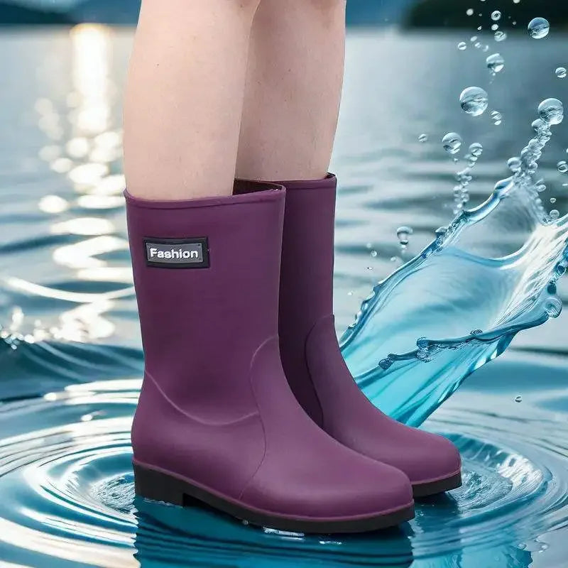 Bottes de Pluie Mi-Mollet pour Femmes - Imperméables et Antidérapantes