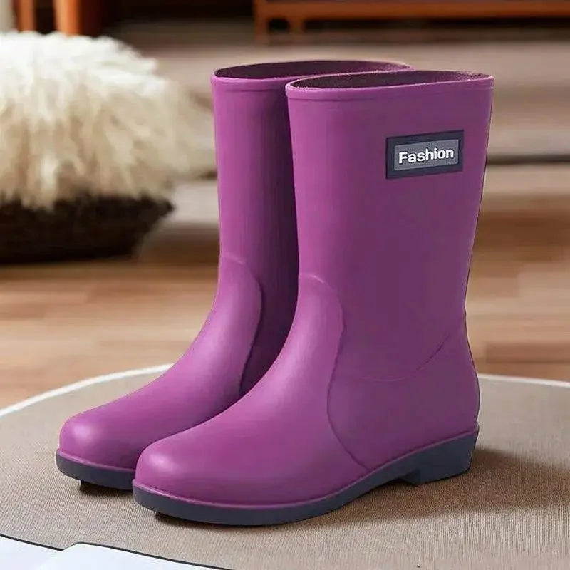 Bottes de Pluie Mi-Mollet pour Femmes - Imperméables et Antidérapantes