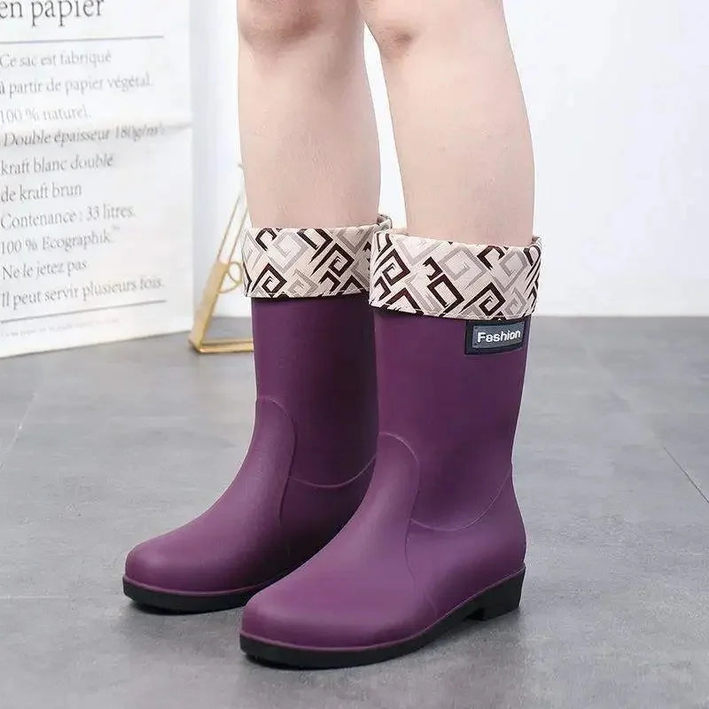 Bottes de Pluie Mi-Mollet pour Femmes - Imperméables et Antidérapantes
