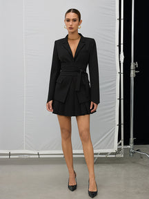 Blazer Ajusté Femme à Taille Cintrée - Élasticité et Ceinture Incluses