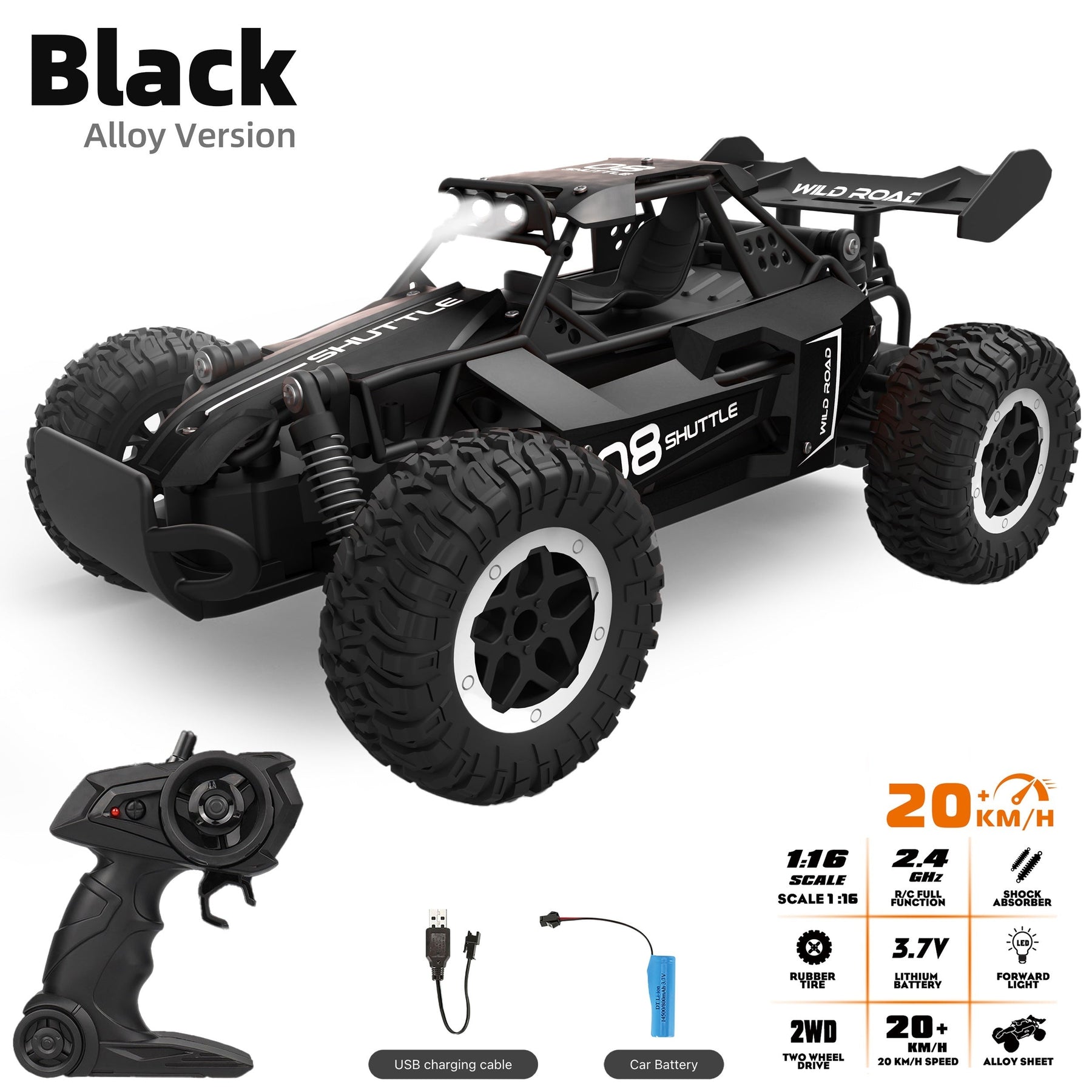 Voiture RC Tout-Terrain Haute Vitesse - Alliage Durable et Facile à Contrôler