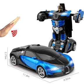 Voiture Robot Télécommandée Transformable - Jouet Amusant avec Lumières et Musique