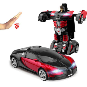 Voiture Robot Télécommandée Transformable - Jouet Amusant avec Lumières et Musique