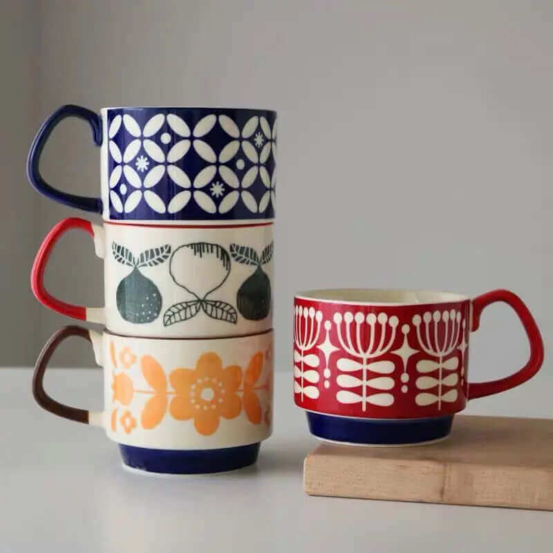 Tasses à Café en Céramique Rétro - Design Unique et Pratique