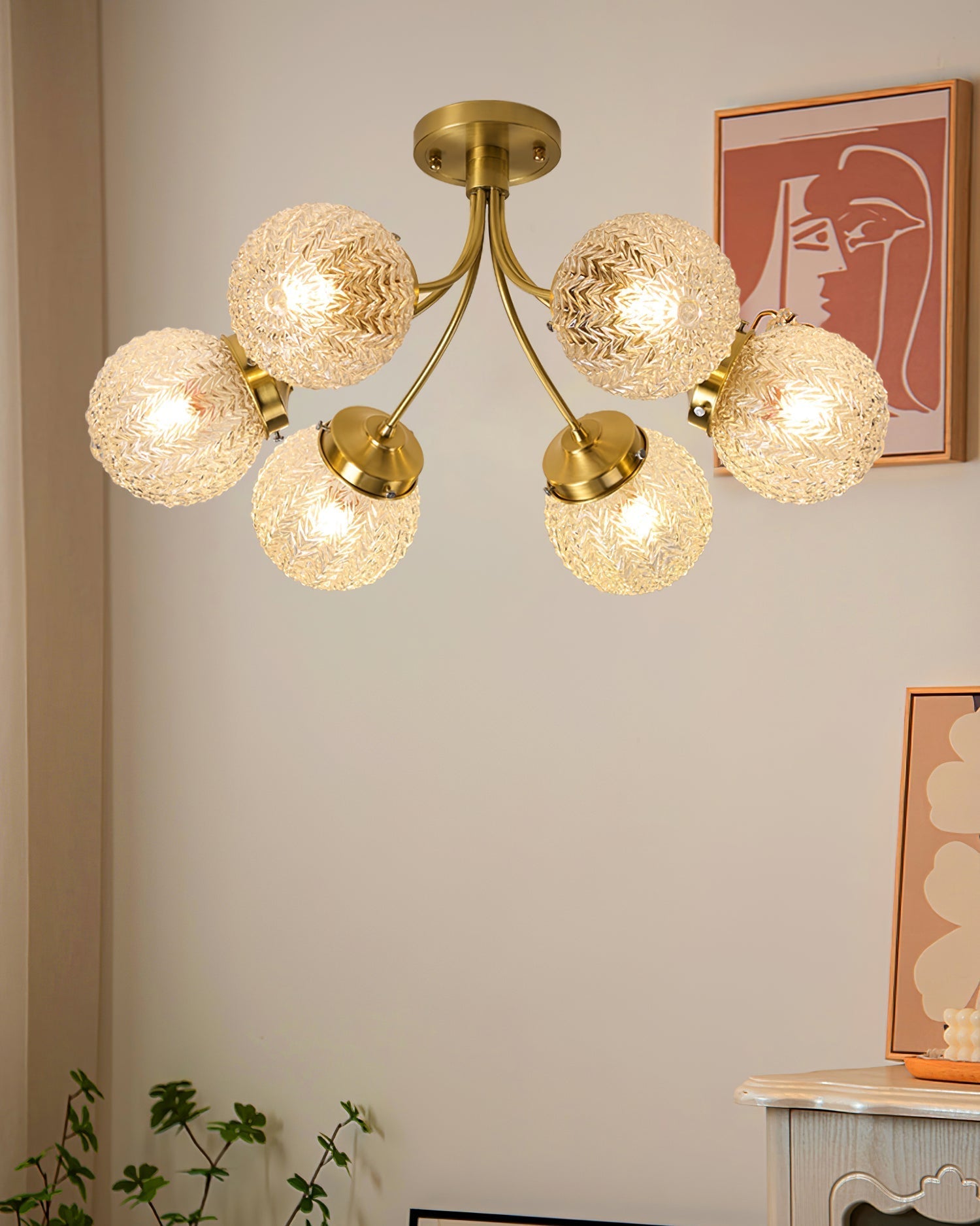 Lampe de Plafond Vintage en Verre - Ambiance Chaleureuse et Élégante