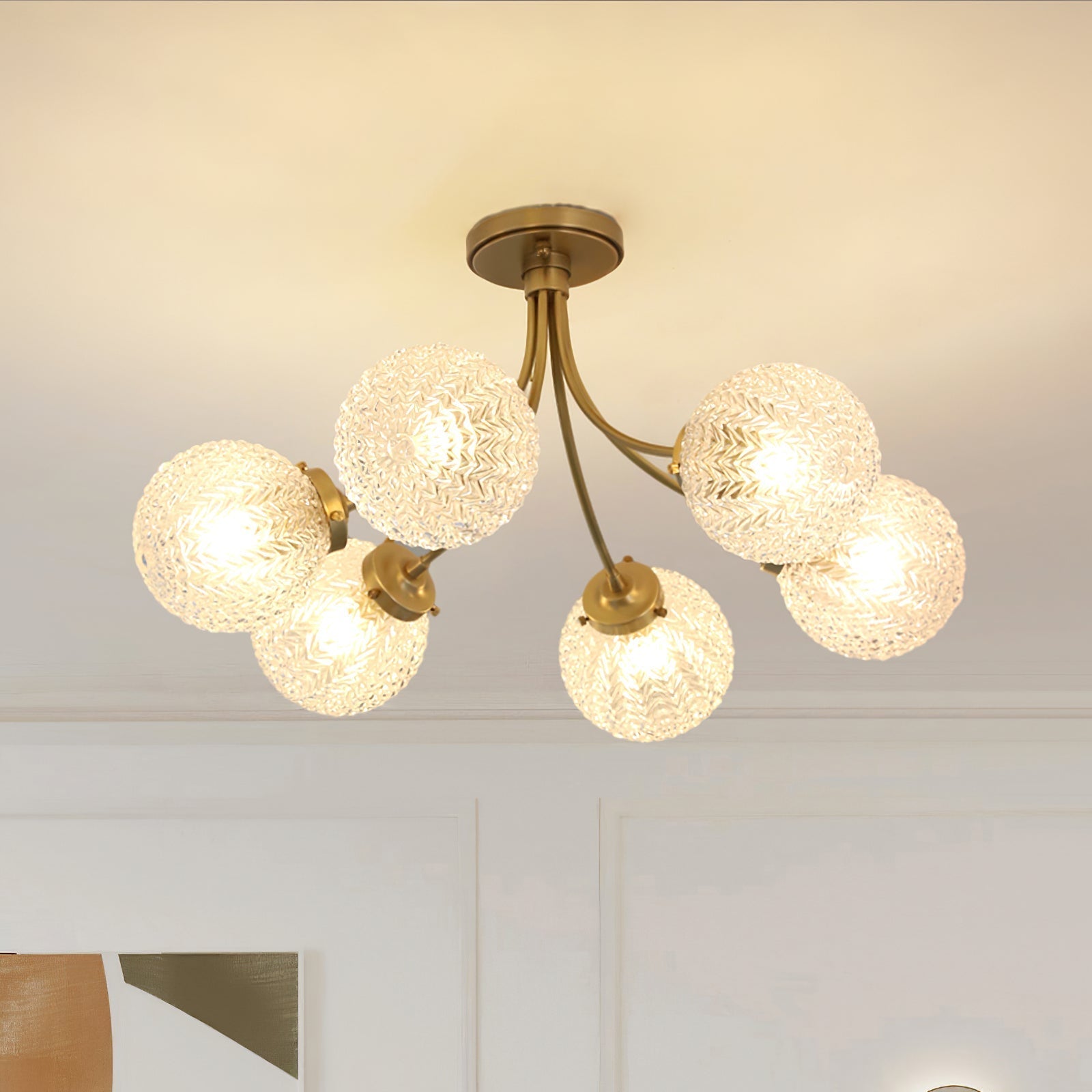 Lampe de Plafond Vintage en Verre - Ambiance Chaleureuse et Élégante
