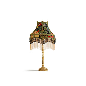 Lampe de Table Florale en Soie - Élégance Française avec Franges
