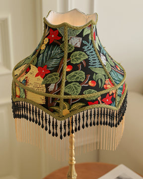 Lampe de Table Florale en Soie - Élégance Française avec Franges