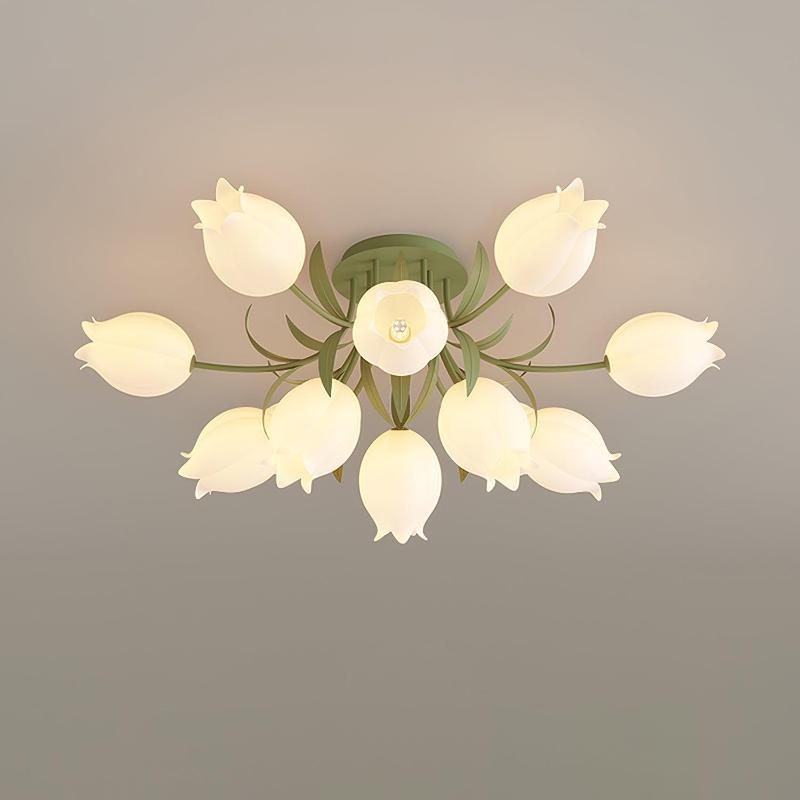 Lampe de Plafond Élégante en Métal - Design Floral et Lumière Douce