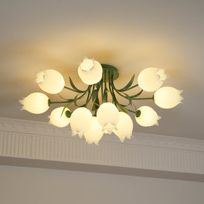 Lampe de Plafond Élégante en Métal - Design Floral et Lumière Douce