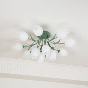 Lampe de Plafond Élégante en Métal - Design Floral et Lumière Douce