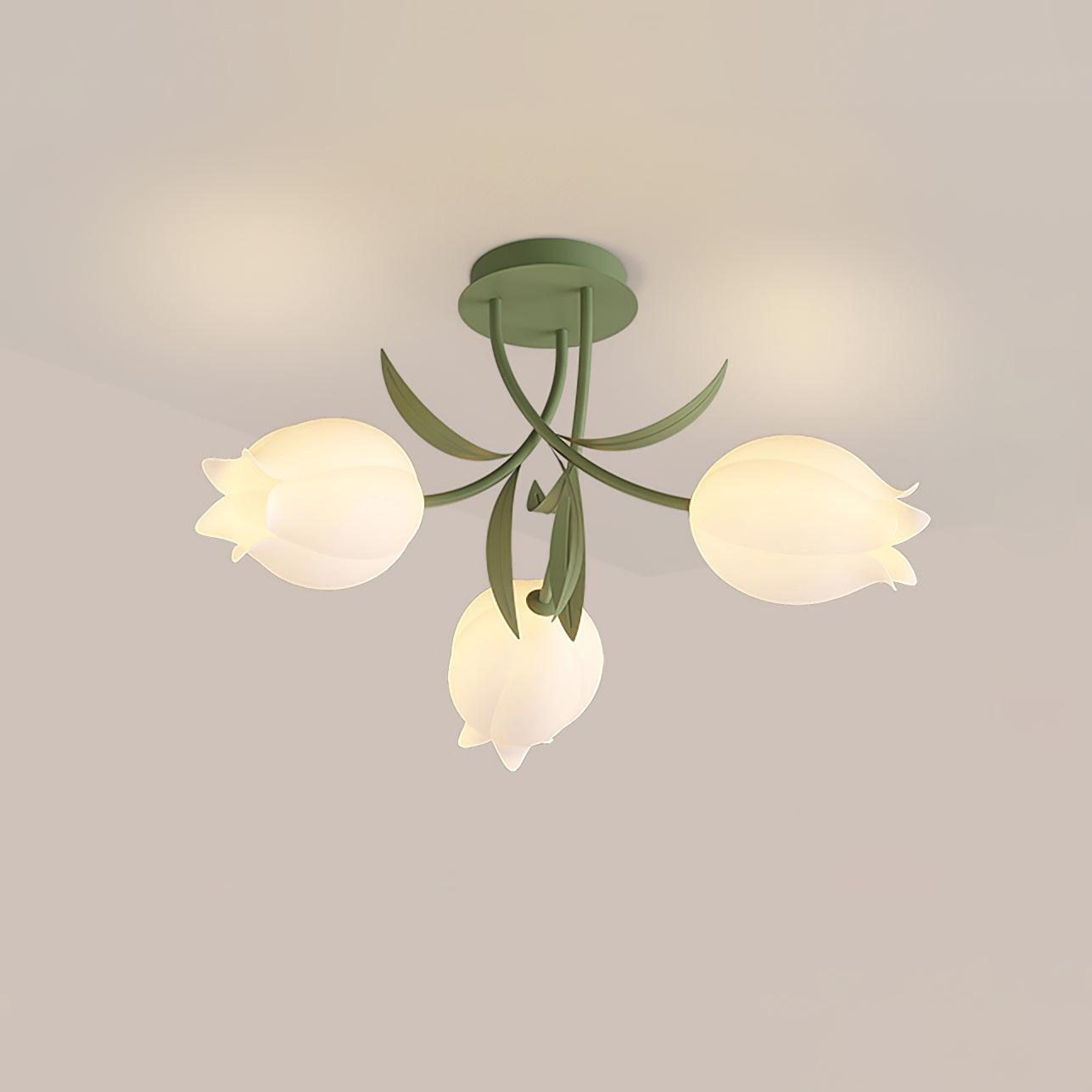Lampe de Plafond Élégante en Métal - Design Floral et Lumière Douce