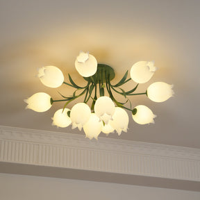 Lampe de Plafond Élégante en Métal - Design Floral et Lumière Douce