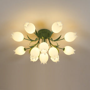 Lampe de Plafond Élégante en Métal - Design Floral et Lumière Douce