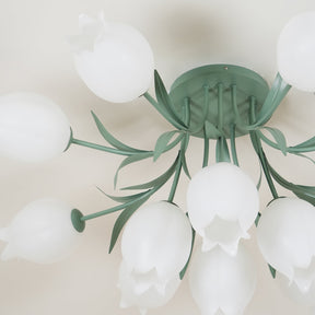 Lampe de Plafond Élégante en Métal - Design Floral et Lumière Douce