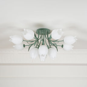 Lampe de Plafond Élégante en Métal - Design Floral et Lumière Douce