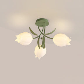 Lampe de Plafond Élégante en Métal - Design Floral et Lumière Douce