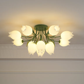 Lampe de Plafond Élégante en Métal - Design Floral et Lumière Douce
