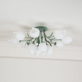 Lampe de Plafond Élégante en Métal - Design Floral et Lumière Douce