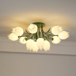 Lampe de Plafond Élégante en Métal - Design Floral et Lumière Douce