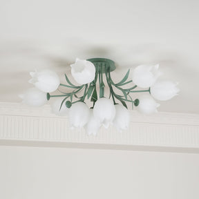 Lampe de Plafond Élégante en Métal - Design Floral et Lumière Douce