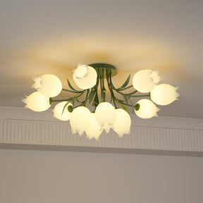 Lampe de Plafond Élégante en Métal - Design Floral et Lumière Douce