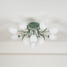 Lampe de Plafond Élégante en Métal - Design Floral et Lumière Douce