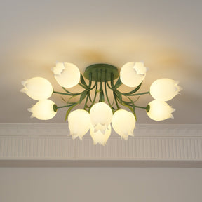 Lampe de Plafond Élégante en Métal - Design Floral et Lumière Douce