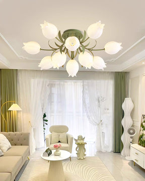 Lampe de Plafond Élégante en Métal - Design Floral et Lumière Douce
