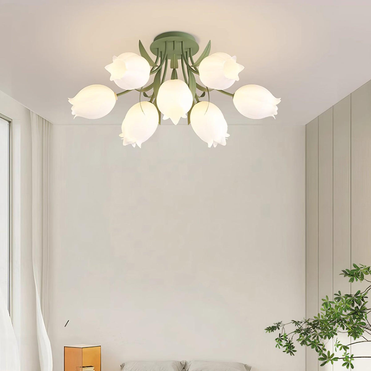 Lampe de Plafond Élégante en Métal - Design Floral et Lumière Douce