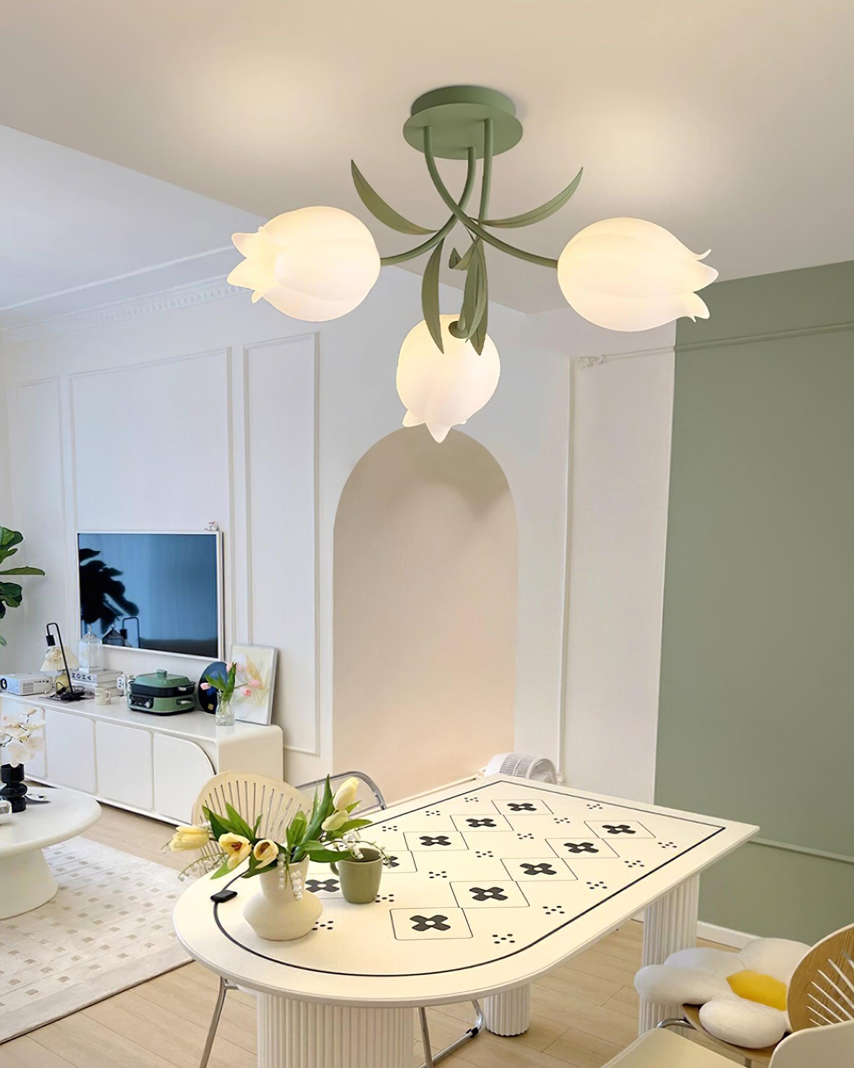 Lampe de Plafond Élégante en Métal - Design Floral et Lumière Douce