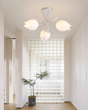 Lampe de Plafond Élégante en Métal - Design Floral et Lumière Douce