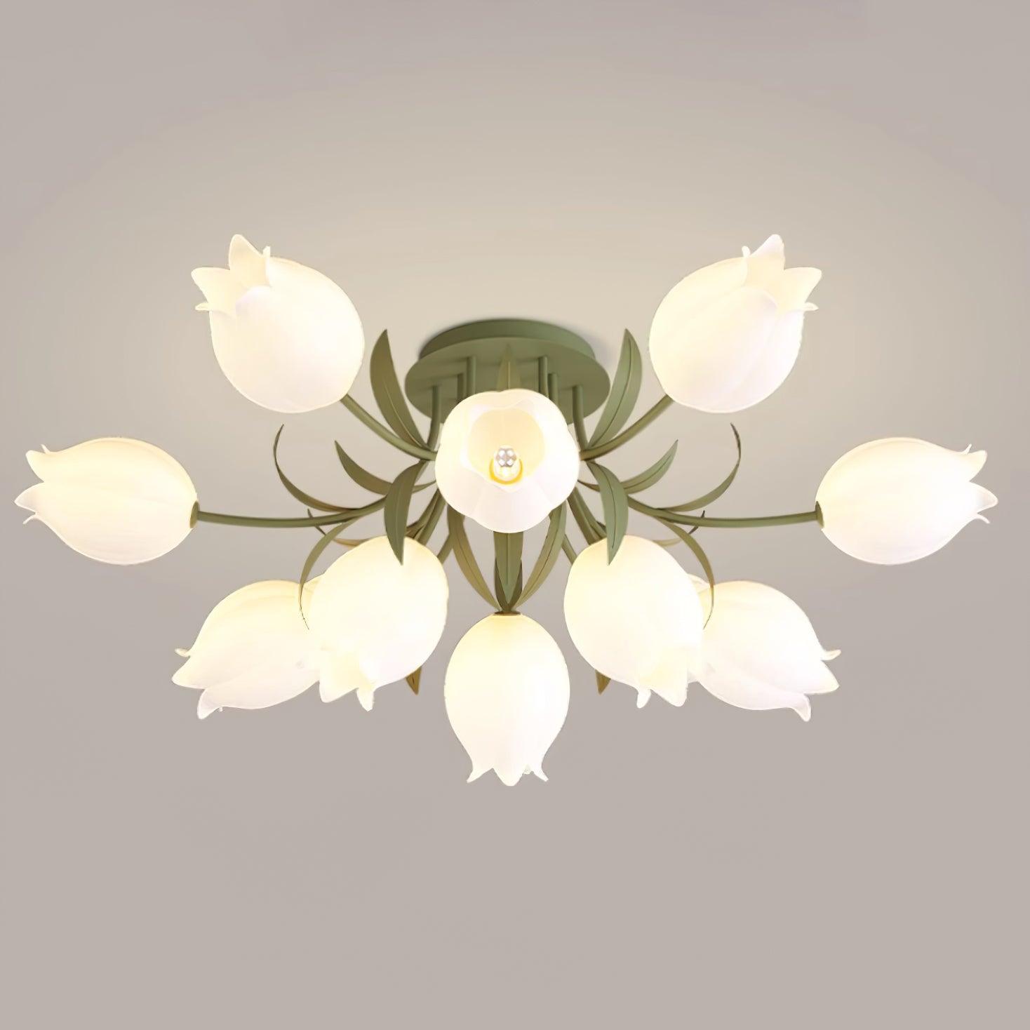 Lampe de Plafond Élégante en Métal - Design Floral et Lumière Douce