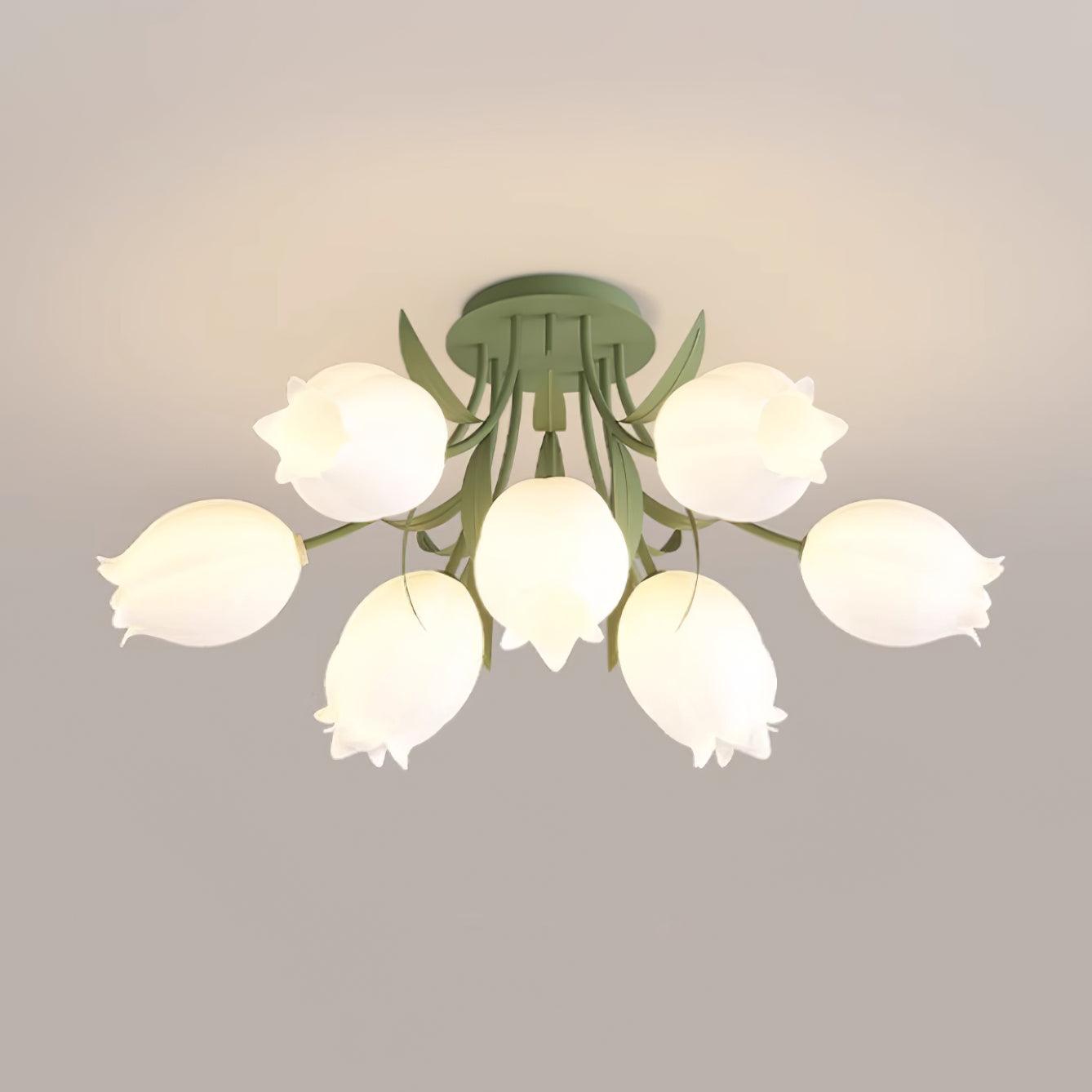 Lampe de Plafond Élégante en Métal - Design Floral et Lumière Douce