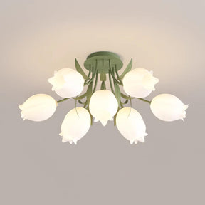 Lampe de Plafond Élégante en Métal - Design Floral et Lumière Douce
