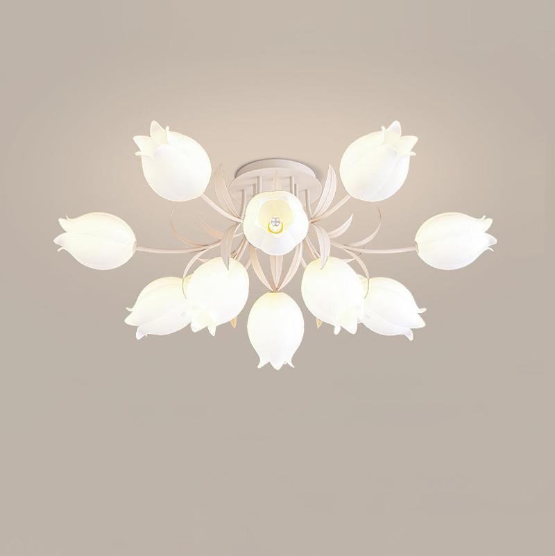 Lampe de Plafond Élégante en Métal - Design Floral et Lumière Douce