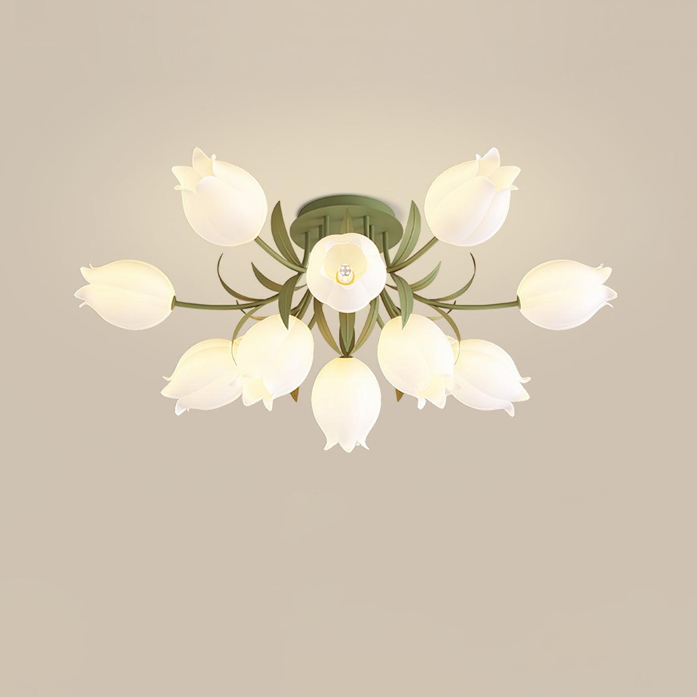 Lampe de Plafond Élégante en Métal - Design Floral et Lumière Douce